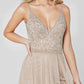 Primavera Couture 3443 beaded sequins v neckline sequin romper shorts with chiffon over skirt