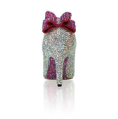 Marc Defang AB Crystal Pointed Pageant Heels Prom Shoes Bow  DESCRIPTION Featured base crystal color: AB Crystals Featured bow crystal color: AB Red  Featured heel height: 3" heels Featured shoe style: Pointed toes. 100% custom handmade product, industry's highest quality standard. Our sizes are true to size based on US standard Regular Fit.  Available Sizes: 5.5, 6, 6.5, 7, 7.5, 8, 8.5, 9, 9.5, 10, 11 (Average 30 days before Arrival - custom made)