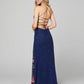Primavera Couture 3427 size 4, 10 Royal Blue sequin beaded prom dress floral slit details