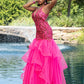 Envious-Couture-E1516-Fuchsia-Prom-Dress-Front-Emebllished-V-Neckline-Sequin-Layered-Mermaid-Skirt