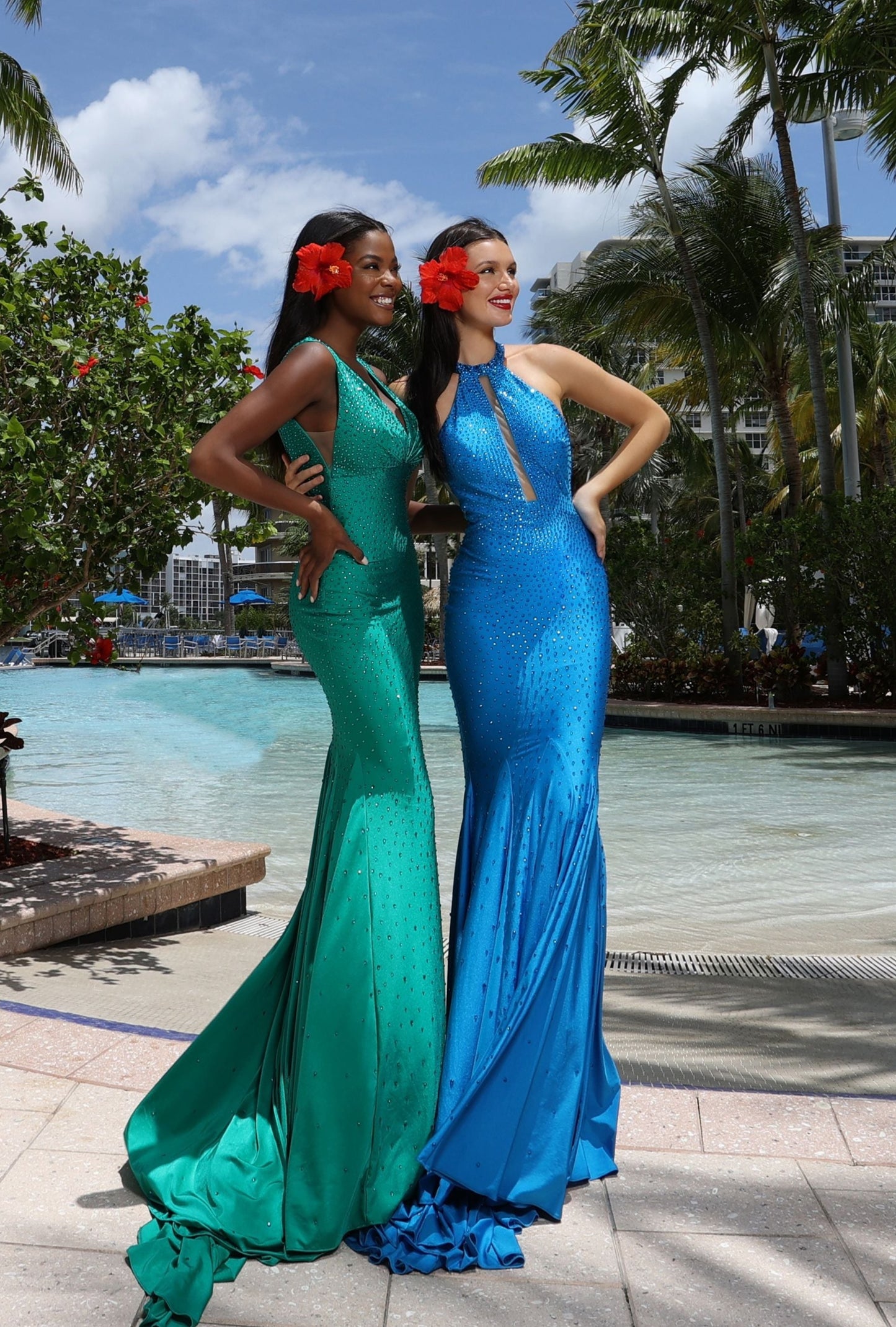 Johnathan Kayne 9213 Size 10 Teal Hot Stone Prom Dress Ruched V Neckline Long Fitted Pageant Gown