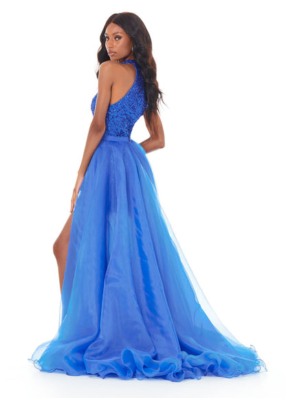 Ashley Lauren 1739 Size 4, 6 Hot Pink Long Organza Overskirt Wire Hem Pageant Prom Layer Pageant