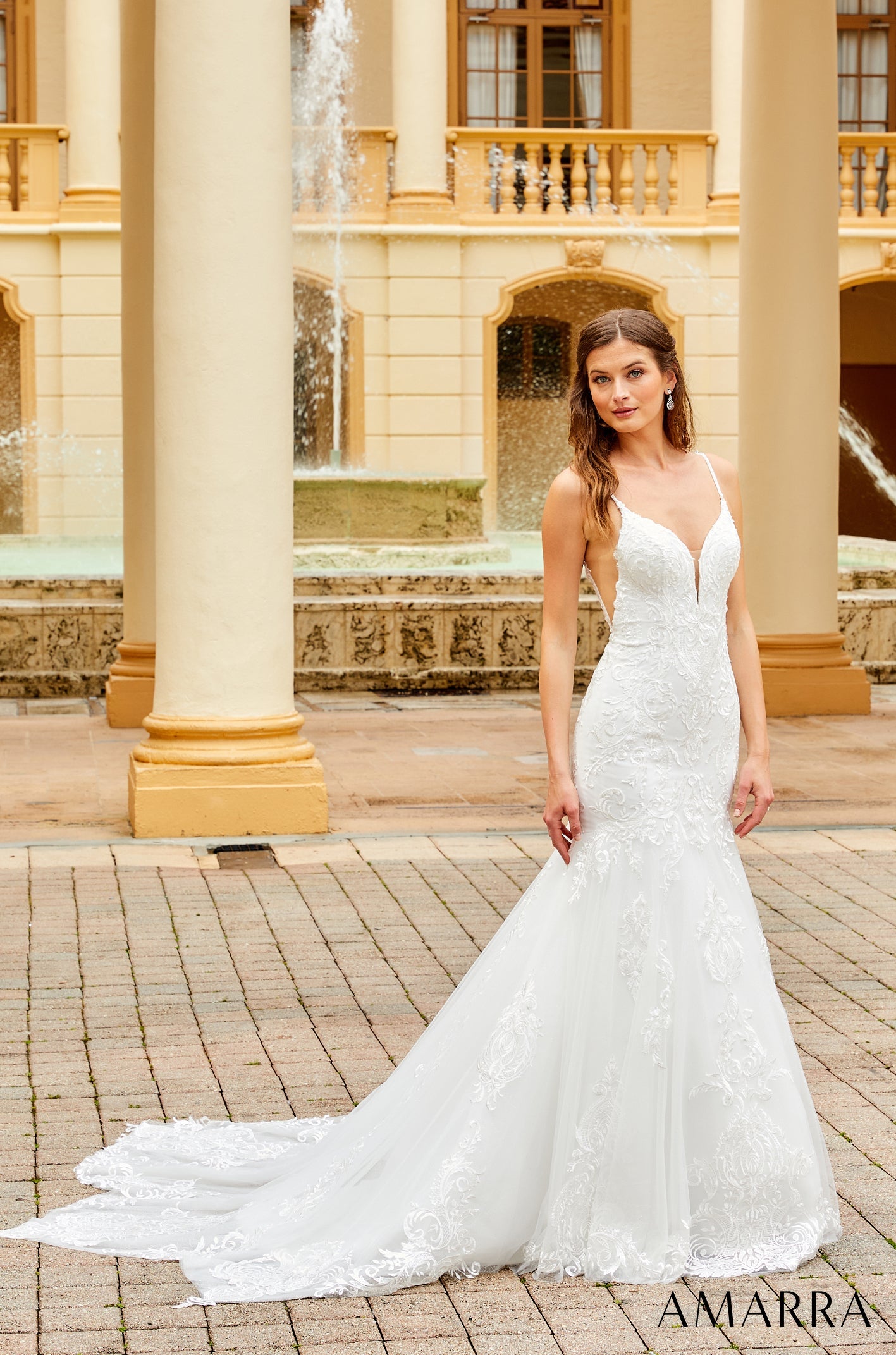 Amarra Bridal Hart 84368 Size 6 Backless Mermaid Wedding Dress Bridal Gown Train Sheer Lace