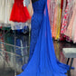 Ashley Lauren 11371 Size 8 Royal One Shoulder Prom Dress fully sequence with shoulder cape