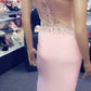 Envious Couture 16035 Pink Size 0  Jeweled halter neckline with sheer mesh long prom gown sweetheart style and sheer sides with racer sheer back that are all embellished with stones.  This slimming jersey  sexy evening gown is fitted stretch jersey.   Prom Dress Pageant Gown