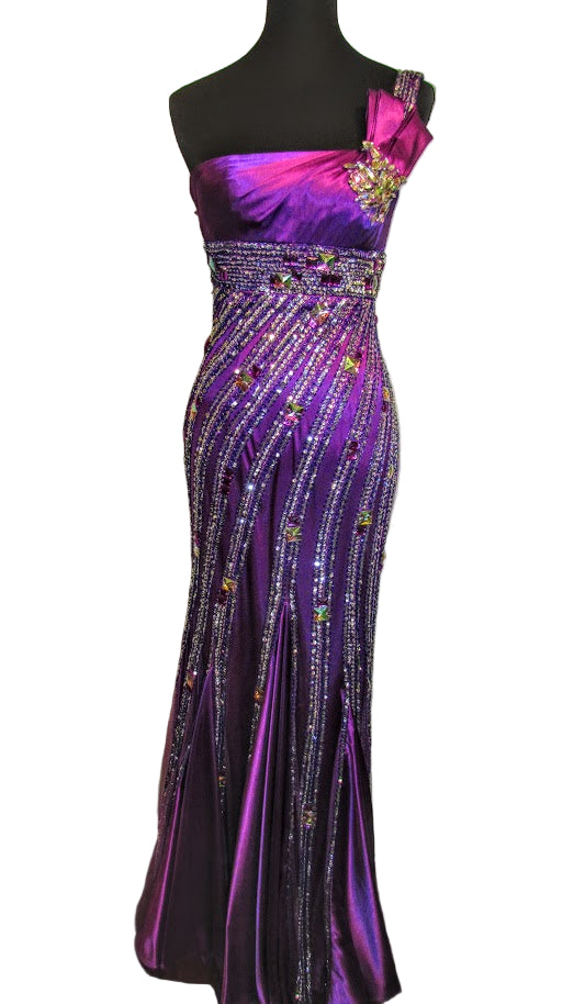 Tiffany 46803 Size 6 Long Embellished Mermaid Pageant Dress One Shoulder Formal Gown
