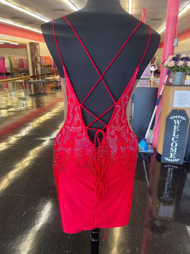 Amarra 87148 Size 6, 12 Lycra Jersey Cocktail Dress Embellished Corset 6 / Red Amarra 87148 Size 6, 12 Lycra Jersey Cocktail Dress Embellished Corset 6 / Red