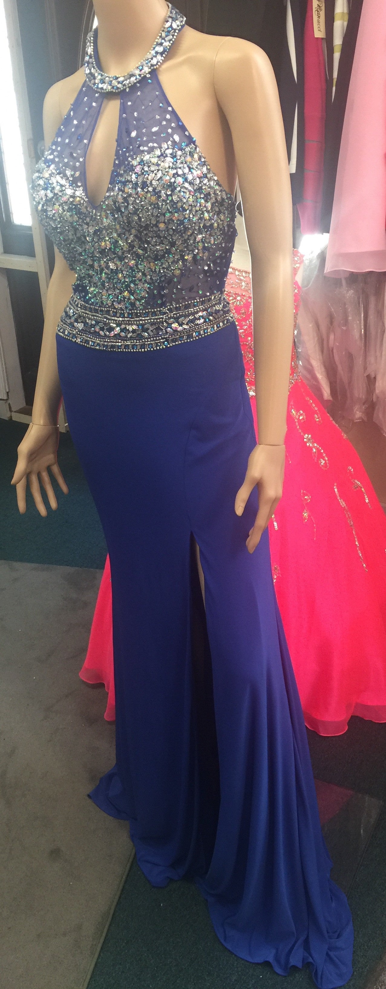 JVN by Jovani 23576 Royal Blue size 4 prom dress pageant gown long sheer