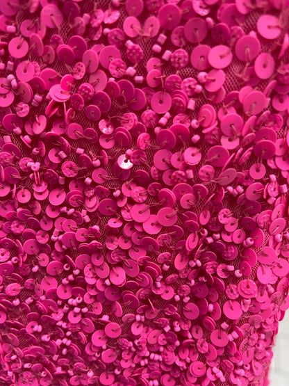 Primavera Couture 3290 Size 00 Hot Pink Prom Dress Sequin Backless