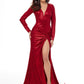 Ashley Lauren 11010 Long Sleeve Jersey Prom Dress with Twist Knot