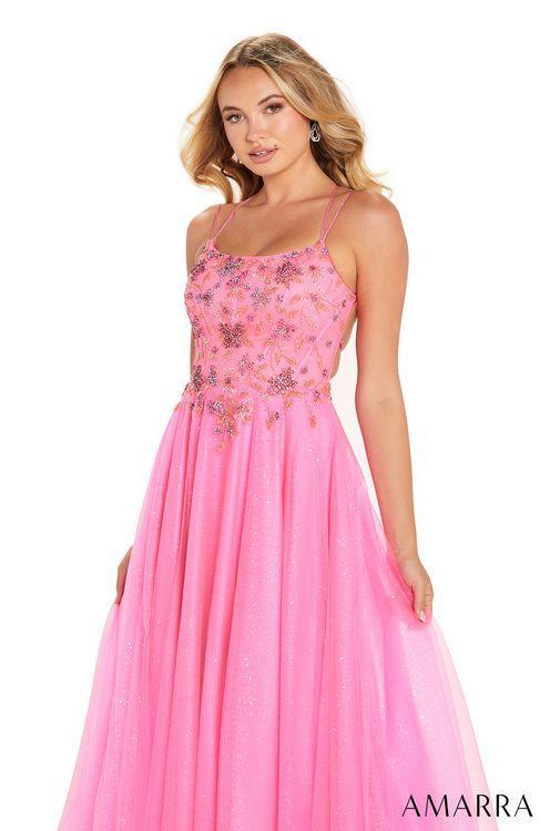 Amarra 88650 Long glitter A Line Beaded Bacless A Line Corset Prom Dress Shimmer Ball Gown The perfect dress for the girl who wants to make a statement on her big night out. Meet AMARRA 88650. With its A-line shape and intricate beading, this gown is sure to make you feel like a princess.