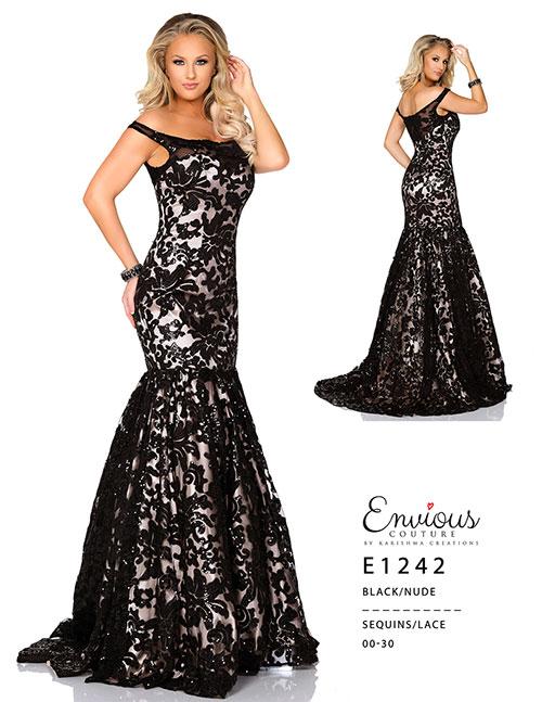 Envious Couture 1242 Size 4, 6 Long Mermaid Sequin Lace Prom Dress Pageant Gown