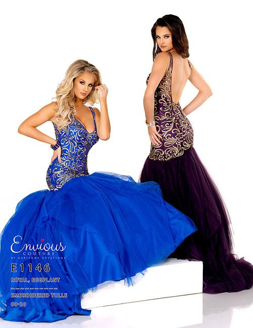 Envious Couture E1146 Royal Size 6 mermaid prom dress Backless Embroidered Gown