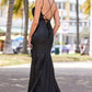 Amarra 88531 Long Fitted Sequin  Feather Slit Formal Prom Dress Evening Gown Backless