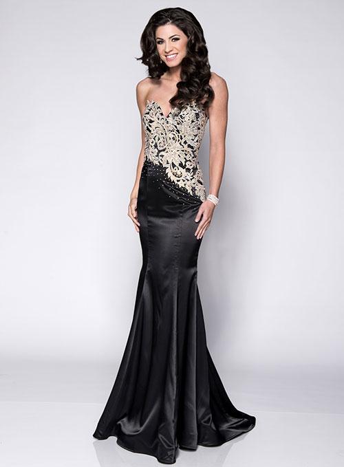 Envious Couture 15140 Size 4 Black Gold Prom Dress Pageant Gown