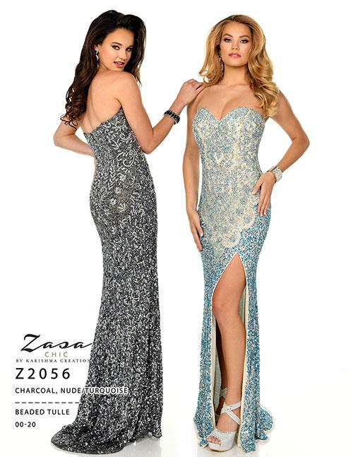 Zasa Chic 2056 Size 8 Beaded Long Strapless Prom Dress Pageant Gown
