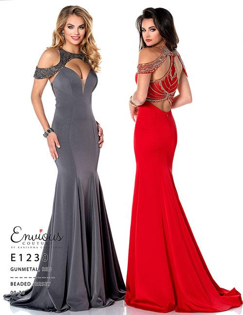 Envious Couture 1230 Size 10 off the shoulder mermaid prom dress red pageant gown