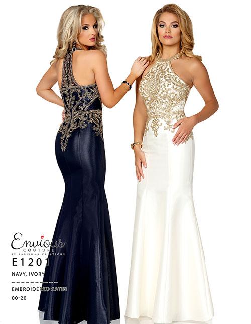 Envious Couture E1201 Size 8 Ivory Mermaid High neck Prom Dress Formal Gown
