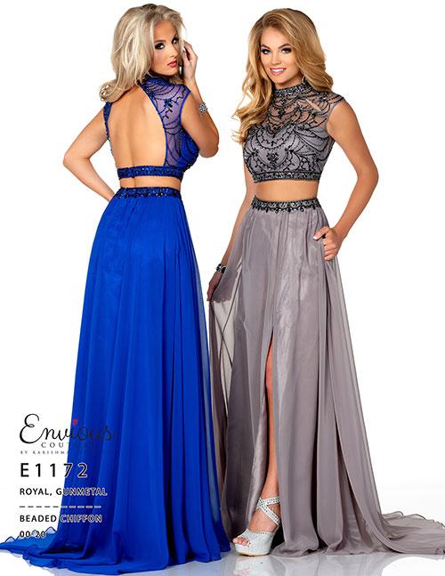 Envious Couture E1172 Royal Size 8 Two piece prom dress backless maxi slit