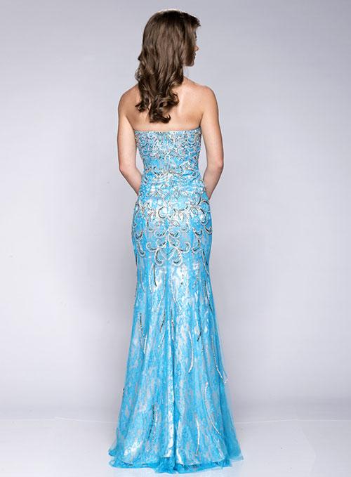 Envious Couture 15030 Sizes 6 Turquoise/Nude Lace Prom Dress Pageant Gown Slit