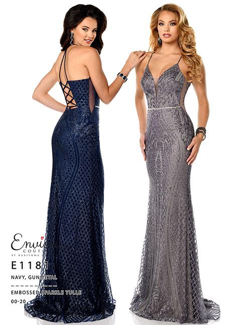 Envious Couture 1181 Size 12 Gunmetal fitted sequin prom dress