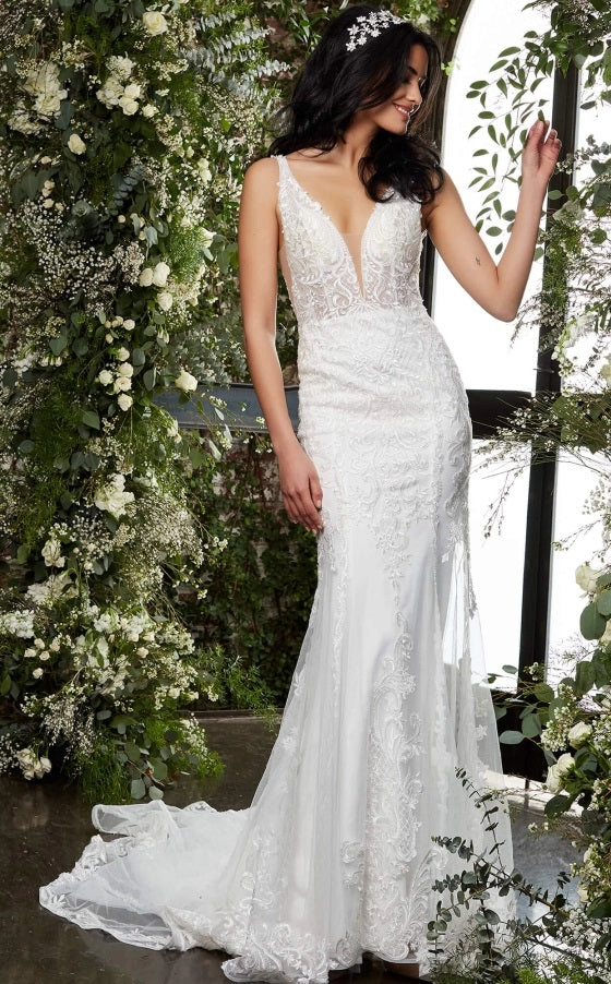 Designer Sheer Corset Lace Ivory Strapless A-line Spring Wedding Dress