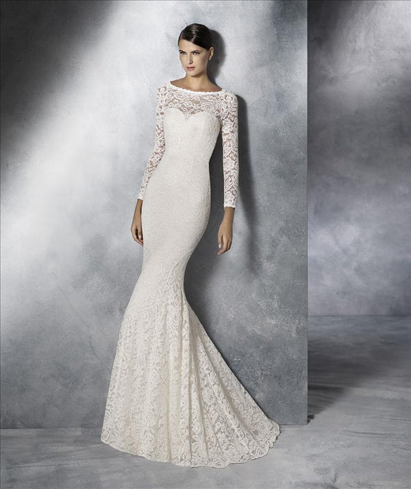 White One Bridal JIANNA Size 10 Pronovias Wedding Dress Lace Mermaid S ...