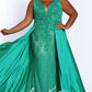 Johnathan Kayne for Sydneys Closet JK2016 Stingray halter neckline fitted lace plus size prom dress with flowy taffeta over skirt JK 2016 Evening gown pageant gown, wedding dress  Available colors:  Ruby Red/Nude, Emerald Green/Nude, Onyx/Nude, Fuchsia/Fuchsia, Ivory/Nude  Available sizes:  14-24 