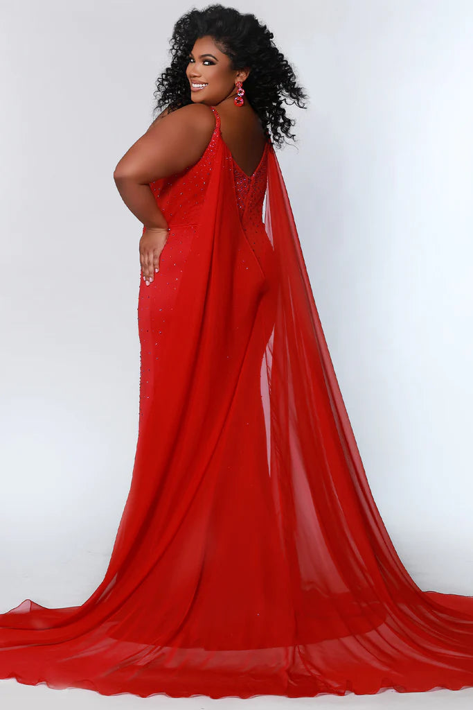 Sydney's Closet Johnathan Kayne JK1204 Chiffon Pageant Formal Cape Accessory Detachable Colors: Aqua, Black, Coral, Green, Light Blue, Neon, Pink, Purple, Red, Royal, White, Yellow One size fits all Long chiffon cape Clear snaps included