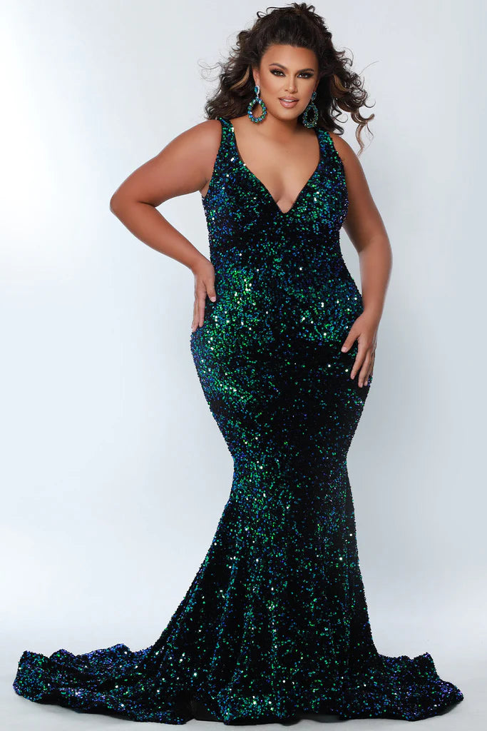 Sydney's Closet JK2308 Size 22 Cosmic Prom Dress Long Velvet Sequin Fitted Mermaid Plus Size Pageant Gown Sydney's Closet JK2308 Size 22 Cosmic Prom Dress Long Velvet Sequin Fitted Mermaid Plus Size Pageant Gown