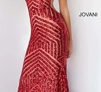 Jovani 59762 RED Sequin Mermaid prom dress Long Fitted Mermaid Pageant Gown