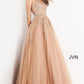 Jovani JVN00925 Size 4 Gold Embellished Lace Ball Gown Prom Dress Plunging neckline