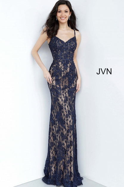 Jovani JVN02013 Size 14 Orange Long Lace Prom Dress Formal