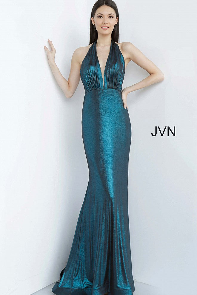 Jovani JVN02378 Size 4 Fuchsia Iridescent Shimmer Prom Dress Plunging Neckline