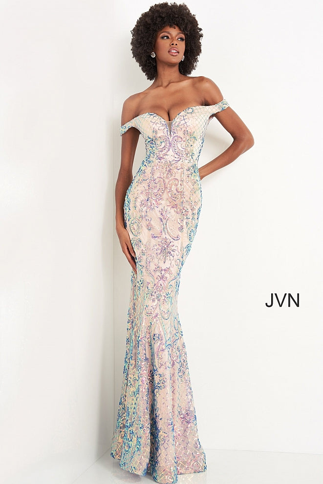Jovani JVN04515 Size 8 Ivory Sequin Prom Dress Mermaid Pageant Jovani JVN04515 Size 8 Ivory Sequin Prom Dress Mermaid Pageant