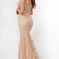Jovani JVN05788 sheer corset bodice mermaid prom dress plunging v neckline pageant gown
