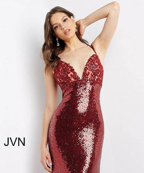 JVN05803-Burgundy-prom-dress-front-sequins-fitted-long