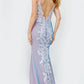 Jovani JVN06454 Lilac Prom Dress Long Fitted Sheer Lilac Shimmering Floral Lace Slit Size 00