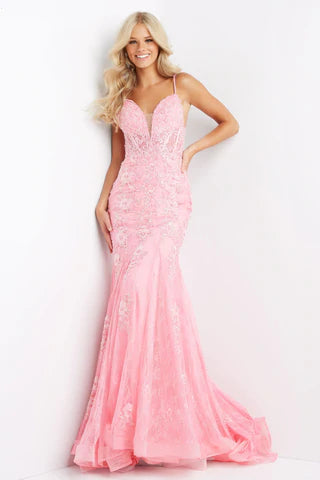 JVN06475-Pink-prom-dress-lace-v-neckline-mermaid