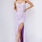Jovani JVN06660 Long Fitted Lace V Neck Prom Dress Formal Pageant Backless Gown