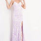 Jovani JVN06660 Long Fitted Lace V Neck Prom Dress Formal Pageant Backless Gown