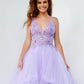 Jovani JVN06743 lace v neckline tulle prom dress ball gown layers of tulle sheer v back