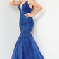 Jovani JVN07398 Lace Mermaid Prom Dress V neckline fitted Evening Gown