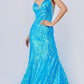 JVN07594 Long Sequin Prom Dress Pageant Gown Iridescent Formal