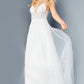 Jovani JVN07595A Size 8 Sheer Lace A Line Wedding Dress V Neck Formal Prom Dress
