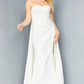 Jovani JVN07648A Long Flowy Prom Dress size 8 Ivory Pageant Gown strapless high slit ruching JVN 07648