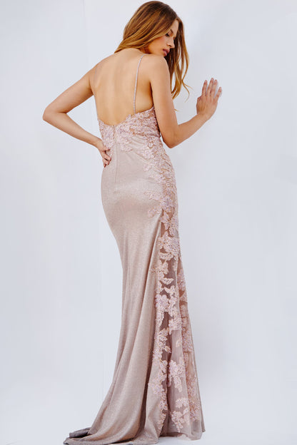 Jovani JVN2205 Size 6 Nude Lace Prom Dress Sheer Formal