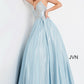JVN by Jovani 2206 is a Magical Iridescent Shimmer Ballgown. Featuring a Sheer Lace Applique embellished Bodice with lace embellished spaghetti straps. corset lace up back. Long Full Iridescent Shimmer Pleated Ballgown skirt with pockets. Romantic & Sultry this Gown is fit for a Queen! Great for Prom Dresses, Pageant Dresses & Formal Event Wear! Available at Glass Slipper Formals Lake City FL! Closure: Invisible Back Zipper up to waist, lace up back.