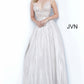 JVN2206 JVN by Jovani 2206  Nude Sheer Embellished Ballgown Prom Dress Shimmer Iridescent evening gown 