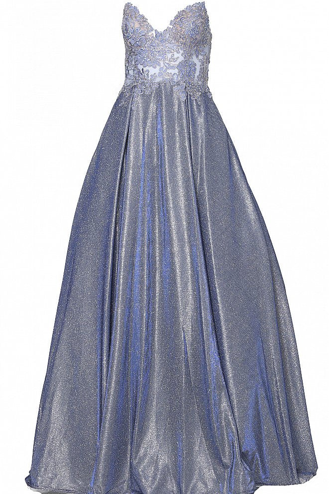 JVN2206 JVN by Jovani 2206 Periwinkle Sheer Embellished Ballgown Prom Dress Shimmer Iridescent evening gown 